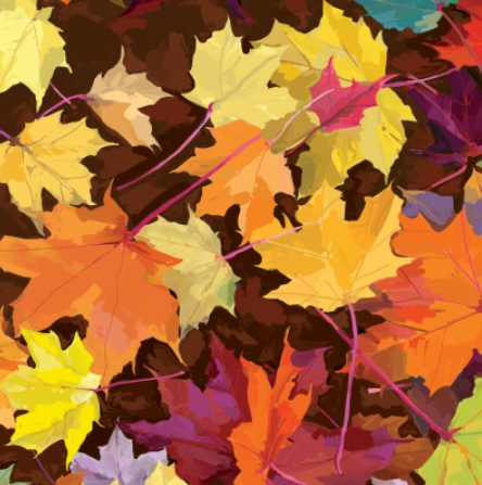 full packet x 20 3ply Martha's Leaves paper napkins lunch size by PPD PaperProducts Design featuring an illustration of autumnal coloured leaves